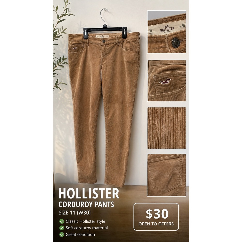 Hollister Tan Brown Corduroy Skinny Pants Womens Size 11 W30 Mid Rise Casual